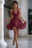 Sparkly Halter Chiffon A Line White Short Graduation Dress
