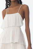 White A Line Tiered Ruffled Long Graduation Dress