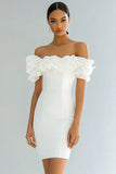 Stylish Off The Shoulder Bodycon Ivory Short Graduation Dress