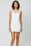 Simple Illusion Neck Bodycon White Short Graduation Dress