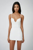 Simple White Bodycon Spaghetti Straps Short Graduation Dress