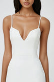 Simple White Bodycon Spaghetti Straps Short Graduation Dress