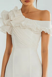 One Shoulder Ivory Bodycon Graduation Dress