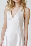 White A Line V Neck Asymmetrical Graduation Dress