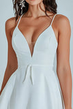 Simple A Line Spaghetti Straps White Short Graduation Dress