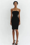 Simple Strapless Bodycon Black Short Cocktail Dress