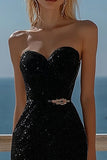 Sparkly Black Sequin Bodycon Short Cocktail Dress