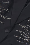 Sparkly Black 2 Piece Peak Lapel Women Formal Suits with Beading