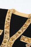 Black 2 Piece V Neck Women Suits with Rhinestones