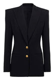 Black Satin Peak Lapel Single Breasted Women Formal Blazer
