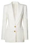 Black Satin Peak Lapel Single Breasted Women Formal Blazer