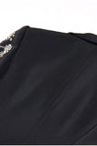 Sparkly Black Peak Lapel Single Breasted Women Formal Blazer with Rhinestones