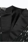 Black Peak Lapel Single Breasted Women Formal Blazer with Sequins