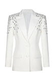 Black Peak Lapel Single Breasted Women Formal Blazer with Sequins