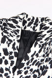 Black Leopard Print Satin Peak Lapel Women Formal Blazer