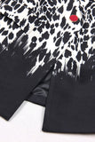 Black Leopard Print Satin Peak Lapel Women Formal Blazer