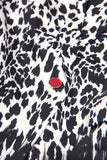 Black Leopard Print Satin Peak Lapel Women Formal Blazer