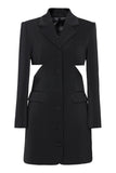 Black Notched Lapel Cut Out Women Formal Suits with Bow
