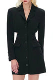 Black Notched Lapel Cut Out Women Formal Suits with Bow