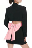 Black Notched Lapel Cut Out Women Formal Suits with Bow