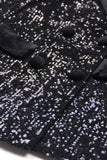 Sparkly Black Sequin Peak Lapel Double Breasted Women Formal Blazer