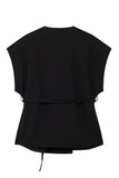 Black 2 Piece Sleeveless V Neck Women Formal Suits with Strings