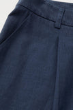 Navy 2 Piece Satin V Neck Sleeveless Women Formal Suits