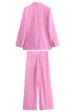 Pink 2 Piece Notched Lapel Satin Women Formal Suits