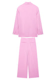 Pink 2 Piece Peak Lapel Women Formal Suits with Strings