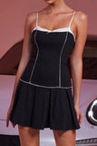 Black Striped Spaghetti Straps A Line Short Cocktail Dress