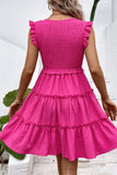 Black V-Neck A Line Short Summer Dress with Ruffles