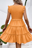 Black V-Neck A Line Short Summer Dress with Ruffles