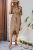 Black V-Neck Bodycon Midi Summer Dress with Half Sleeves