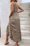Green Floral V-Neck A Line Long Summer Dress