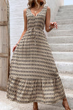 Green Floral V-Neck A Line Long Summer Dress