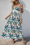 Green Floral Halter A Line Long Summer Dress with Lace