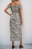 Black Off The Shoulder Sheath Long Summer Dress with Slit
