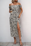 Black Off The Shoulder Sheath Long Summer Dress with Slit