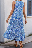 Orange Printed V Neck A Line Long Summer Dress