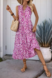 Orange Printed V Neck A Line Long Summer Dress