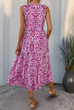 Orange Printed V Neck A Line Long Summer Dress