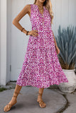 Orange Printed V Neck A Line Long Summer Dress