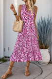Orange Printed V Neck A Line Long Summer Dress