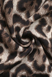 Brown Leopard Off the Shoulder Half Sleeves A Line Long Summer Dress