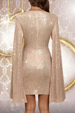 Sparkly Bodycon Apricot Short Cocktail Dress