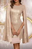 Sparkly Bodycon Apricot Short Cocktail Dress