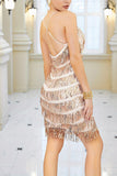 Sparkly Black Spaghetti Straps Short Cocktail Dress with Fringes