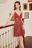 Lilac Sparkly Spaghetti Straps Sequins Short Homecoming Dress