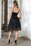 Sparkly Black Tulle Corset Fringed A Line Short Cocktail Dress