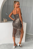 Burgundy Sparkly Sequins Short Homecoming Dress with Fringes